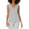 image:imageAmazon Essentials Womens Jersey StandardFit VNeck Tank TopBlack White Stripe