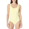 image:imageAmazon Essentials Womens OnePiece Scoop Neck Coverage Swimsuit Available in Plus SizeLight Yellow