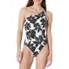 image:imageAmazon Essentials Womens OneShoulder OnePiece SwimsuitCream Black Floral
