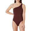 image:imageAmazon Essentials Womens OneShoulder OnePiece SwimsuitDeep Brown