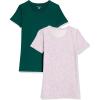 image:imageAmazon Essentials Womens RegularFit ShortSleeve TShirt Crewneck and VNeck Options MultipacksDark GreenLilac Animal Print