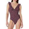 image:imageAmazon Essentials Womens Ruffle VNeck OnePiece SwimsuitBrick Red Lilac Leopard