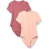 image:imageAmazon Essentials Womens Short Sleeve Stretch Cotton Jersey SlimFit TShirt Bodysuit Pack of 2Dusty RosePlum