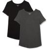 image:imageAmazon Essentials Womens ShortSleeve Scoopneck Tunic Tops Pack of 2BlackCharcoal Heather