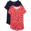 image:imageAmazon Essentials Womens ShortSleeve Scoopneck Tunic Tops Pack of 2NavyRed Flowers