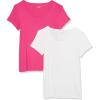image:imageAmazon Essentials Womens SlimFit CapSleeve Scoop Neck TShirtWhiteDark Pink