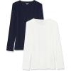 image:imageAmazon Essentials Womens SlimFit Long Sleeve Rib Knit Crew Neck Top Pack of 2NavyWhite