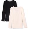 image:imageAmazon Essentials Womens SlimFit Long Sleeve VNeck Knit Rib Shirts Pack of 2Eggshell WhiteBlack