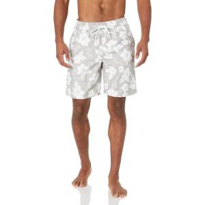 image:imageAmazon Essentials Mens 9 Swim Trunks with Mesh Lining Pockets Drawstring ClosureGrey Hibiscus Flower