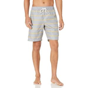image:imageAmazon Essentials Mens 9 Swim Trunks with Mesh Lining Pockets Drawstring ClosureGrey Stripe