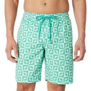 image:imageAmazon Essentials Mens 9 Swim Trunks with Mesh Lining Pockets Drawstring ClosureLight Blue Mint Green Sun Geo