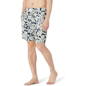 image:imageAmazon Essentials Mens 9 Swim Trunks with Mesh Lining Pockets Drawstring ClosureNavy Folk Floral
