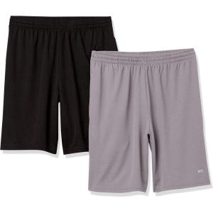 image:imageAmazon Essentials Mens Athletic Basketball GymPerformance Tech LooseFit Training Shorts Pack of 2Black  Grey