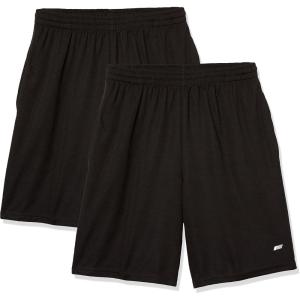 image:imageAmazon Essentials Mens Athletic Basketball GymPerformance Tech LooseFit Training Shorts Pack of 2BlackBlack