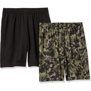 image:imageAmazon Essentials Mens Athletic Basketball GymPerformance Tech LooseFit Training Shorts Pack of 2BlackGreen Geo Camo