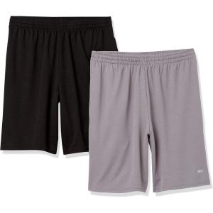 image:imageAmazon Essentials Mens Athletic Basketball GymPerformance Tech LooseFit Training Shorts Pack of 2BlackGrey
