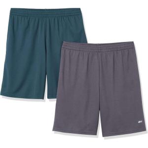 image:imageAmazon Essentials Mens Athletic Basketball GymPerformance Tech LooseFit Training Shorts Pack of 2CharcoalDark Green