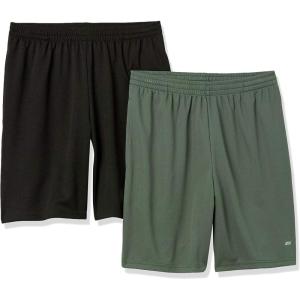 image:imageAmazon Essentials Mens Athletic Basketball GymPerformance Tech LooseFit Training Shorts Pack of 2OliveBlack