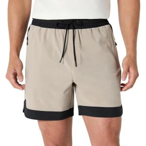 image:imageAmazon Essentials Mens Athletic Performance Stretch Contrast Woven Gym Training Short with 6 InseamBeigeBlack