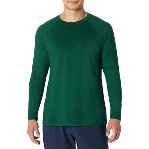 image:imageAmazon Essentials Mens Athletic Soft Performance Lightweight Long Sleeve Gym Workout ShirtSpace Dye Green