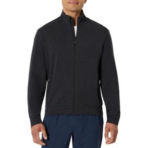 image:imageAmazon Essentials Mens Athletic Soft Performance Lightweight Zip Up Gym Workout JacketSpace Dye Black
