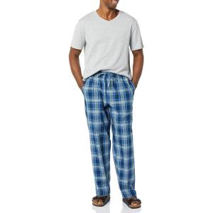 image:imageAmazon Essentials Mens Cotton Poplin Pajama Set with Cotton Jersey TShirtGrey HeatherNavy Plaid