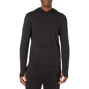 image:imageAmazon Essentials Mens Long Sleeve Quick Dry Performance Tech Hooded Workout TShirtBlack