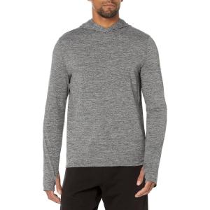 image:imageAmazon Essentials Mens Long Sleeve Quick Dry Performance Tech Hooded Workout TShirtGrey Space Dye