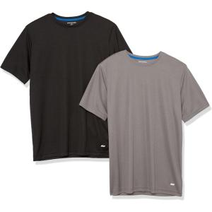image:imageAmazon Essentials Mens Moisture Wicking Breathable Active Performance Tech Gym TShirts Pack of 2BlackMedium Grey