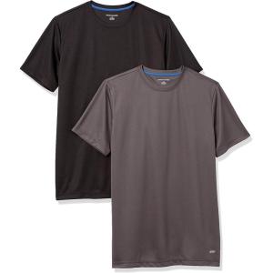 image:imageAmazon Essentials Mens Moisture Wicking Breathable Active Performance Tech Gym TShirts Pack of 2Dark GreyBlack