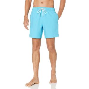 image:imageAmazon Essentials Mens Swim Trunks with Mesh Lining Pockets Drawstring ClosureAqua Blue