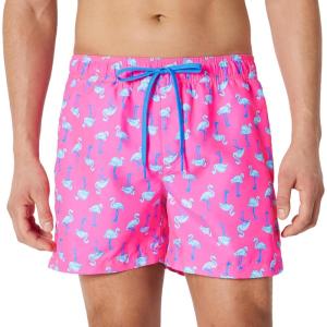 image:imageAmazon Essentials Mens Swim Trunks with Mesh Lining Pockets Drawstring ClosureBright Pink Flamingo