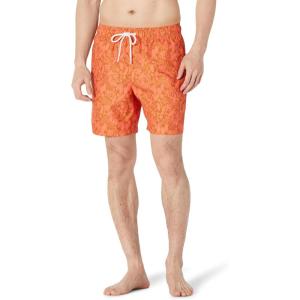 image:imageAmazon Essentials Mens Swim Trunks with Mesh Lining Pockets Drawstring ClosureCaramel Coral Tropical Leaves