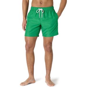 image:imageAmazon Essentials Mens Swim Trunks with Mesh Lining Pockets Drawstring ClosureDark Green