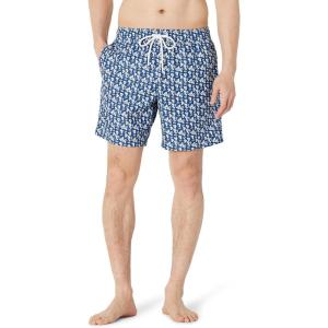 image:imageAmazon Essentials Mens Swim Trunks with Mesh Lining Pockets Drawstring ClosureNavy White Posey Floral