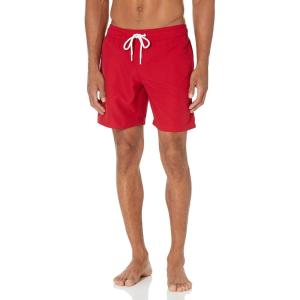 image:imageAmazon Essentials Mens Swim Trunks with Mesh Lining Pockets Drawstring ClosureRed
