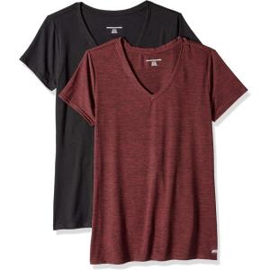 image:imageAmazon Essentials Womens Active Quick Dry Tech Stretch Relaxed Fit ShortSleeve VNeck TShirt Available in Plus Size Pack of 2