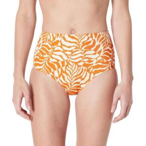 image:imageAmazon Essentials Womens High Waist Swim Bottom Available in Plus SizeRust Orange Abstract Palms