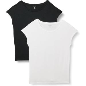 image:imageAmazon Essentials Womens Jersey RegularFit ShortSleeve BoatNeck TShirtBlackWhite
