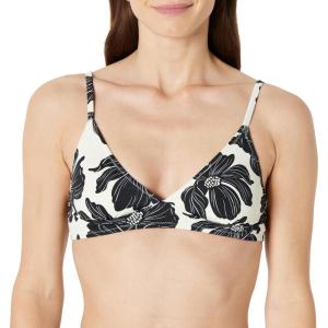 image:imageAmazon Essentials Womens LightSupport Triangle Bikini Swimsuit Top with Adjustable StrapsCream Black Floral