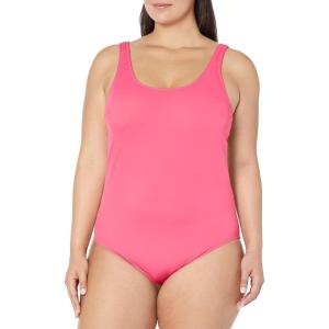 image:imageAmazon Essentials Womens OnePiece Scoop Neck Coverage Swimsuit Available in Plus SizeHot Pink