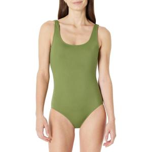 image:imageAmazon Essentials Womens OnePiece Scoop Neck Coverage Swimsuit Available in Plus SizeOlive