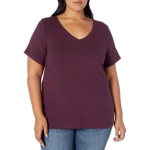 image:imageAmazon Essentials Womens Plus Size ShortSleeve VNeck TShirtBurgundy