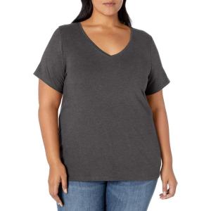 image:imageAmazon Essentials Womens Plus Size ShortSleeve VNeck TShirtCharcoal Heather