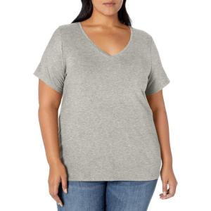 image:imageAmazon Essentials Womens Plus Size ShortSleeve VNeck TShirtLight Grey Heather