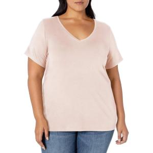 image:imageAmazon Essentials Womens Plus Size ShortSleeve VNeck TShirtLight Pink