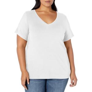 image:imageAmazon Essentials Womens Plus Size ShortSleeve VNeck TShirtWhite