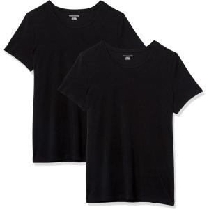 image:imageAmazon Essentials Womens RegularFit ShortSleeve TShirt Crewneck and VNeck Options MultipacksBlack