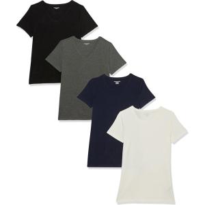 image:imageAmazon Essentials Womens RegularFit ShortSleeve TShirt Crewneck and VNeck Options MultipacksBlackCharcoal HeatherNavyWhite
