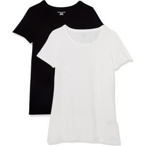 image:imageAmazon Essentials Womens RegularFit ShortSleeve TShirt Crewneck and VNeck Options MultipacksBlackWhite